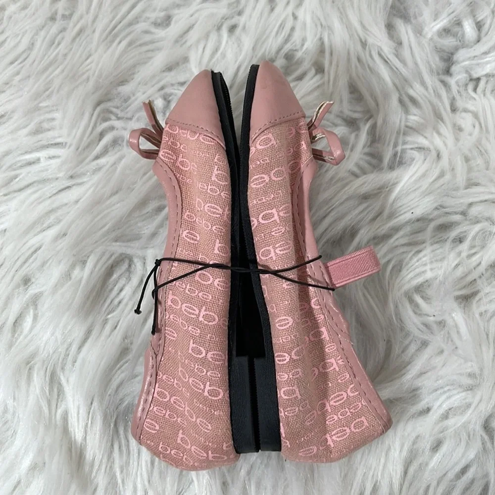BEBE Girls Ballerina Flats Pink Slip On Shoes Size 8 New